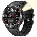 Waterdicht outdoor Smartwatch KT76 met kompas, zaklamp - 1.53" - Zwart