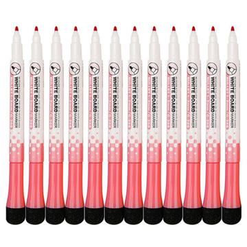 12-Pack Whiteboard Markers met Gum - Rood