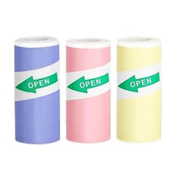 3 rollen zelfklevend thermisch printpapier voor printers - 57x25mm - Blauw / Roze / Geel