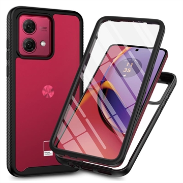 Motorola Moto G84 360 Bescherming Hoesje - Zwart / Doorzichtig