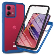 Motorola Moto G84 360 Bescherming Hoesje - Blauw / Doorzichtig