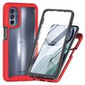 360 Bescherming Motorola Moto G62 5G Hoesje - Rood / Doorzichtig