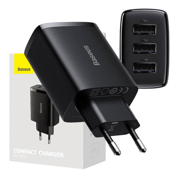 Baseus Compact Snellader CCXJ020101, 3x USB, 17W