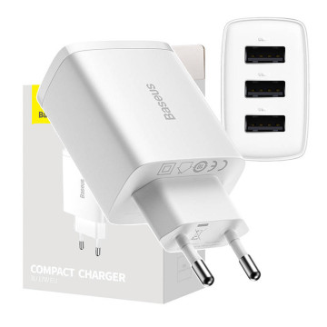 Baseus Compact Snellader CCXJ020102, 3x USB, 17W