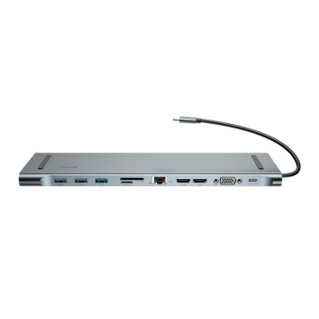 Baseus 11 in 1 HUB Geniet van USB Type-C dockingstation CATSX-G0G - Grijs