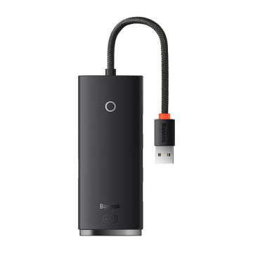 Baseus Lite Series Hub 4in1 WKQX030001 USB naar 4x USB 3.0, 25cm - Zwart