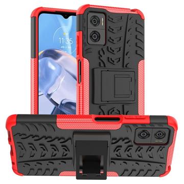 Anti-Slip Motorola Moto E22/E22i Hybrid Hoesje met Standaard - Rood / Zwart