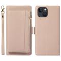 iPhone 14 2-in-1 Magnetische Portemonnee Hoesje met Rits - Beige