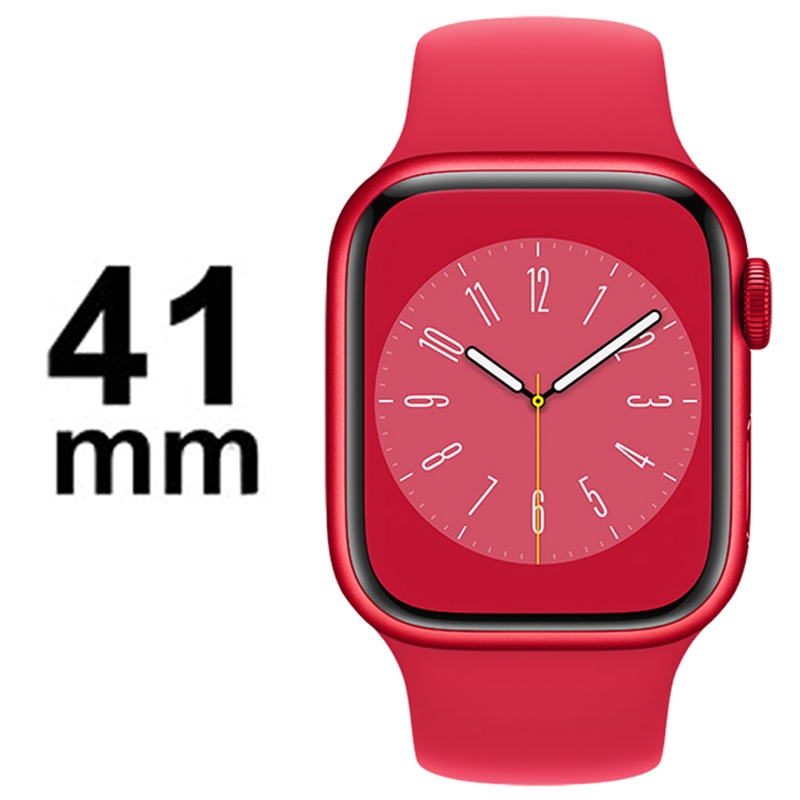 Apple Watch 8 GPS MNP73FD/A - Aluminium, Rood Sportbandje, 41mm - Rood