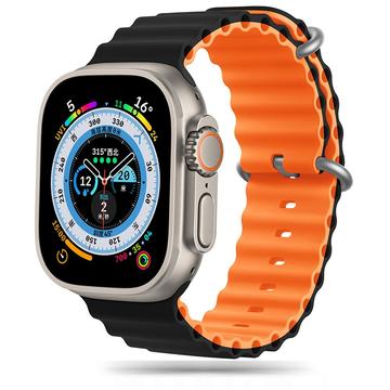 Apple Watch Ultra 2/Ultra/9/8/SE (2022)/7/SE/6/5/4 Tech-Protect Iconband Pro TPU Riem - 49mm/45mm/44mm/42mm - Zwart / Oranje