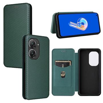 Asus Zenfone 9 Flip Cover - Koolstofvezel - Groen