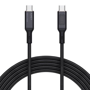 Aukey CB-MCC101 USB-C Kabel met LCD Scherm - 100W, 1m - Zwart