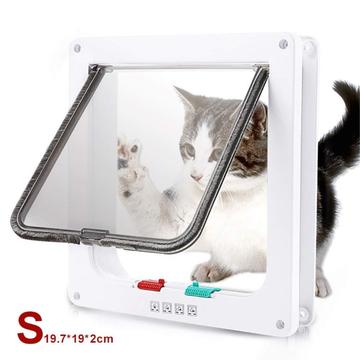 Auto-Lock hordeur met 4-voudig sluitsysteem voor katten en kleine honden - S - Wit