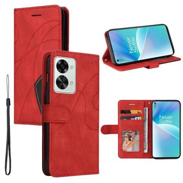 Bi-Color Series OnePlus Nord 2T Portemonnee Hoesje - Rood