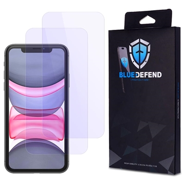 iPhone 11 BlueDefend Anti-Blue Light Glazen Screenprotector - 2 stuks.