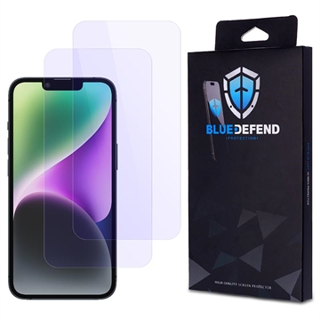 iPhone 14 BlueDefend Anti-Blue Light Glazen Screenprotector - 2 stuks.