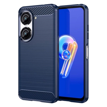 Asus Zenfone 10 Geborsteld TPU Hoesje - Koolstofvezel - Blauw