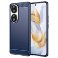 Honor 90 Geborsteld TPU Hoesje - Koolstofvezel - Blauw