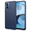 Motorola Moto G14 Geborsteld TPU Hoesje - Koolstofvezel - Blauw