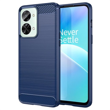 OnePlus Nord 2T Geborsteld TPU Hoesje - Koolstofvezel - Blauw