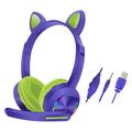 Cat Ears AKZ-020 Bedrade Over-Ear koptelefoon voor kinderen / Gaming-koptelefoon met microfoon - Paars