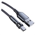 Oplaadkabel met Roterende Magnetische Connector - 2m, USB-C - Zwart