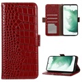 Crocodile Series Samsung Galaxy S21 FE 5G Wallet Leren Hoesje met RFID