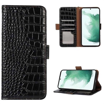 Crocodile Series Samsung Galaxy A53 5G Wallet Leren Hoesje met RFID - Zwart