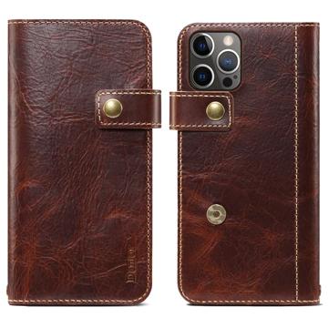 Denior Vintage Series iPhone 14 Pro Wallet Leren Hoesje - Bruin