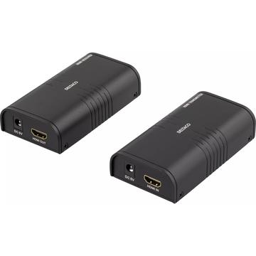 Deltaco Ethernet HDMI Verlenger - 120m, Cat6 - Zwart