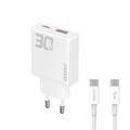 Dudao A30EUT 30W GaN Wandoplader met USB-C kabel - Wit