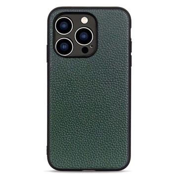 Elegante iPhone 14 Pro Leren Hoesje - Groen