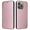 iPhone 15 Pro Max Flip Hoesje - Koolstofvezel - Rose Gold