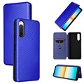 Sony Xperia 10 IV Flip Cover met Kaarthouder - Koolstofvezel - Blauw