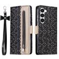 Lace Pattern Samsung Galaxy S23 5G Wallet Case - Zwart