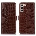 Crocodile Series Samsung Galaxy S23 5G Wallet Leren Hoesje met RFID - Bruin