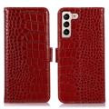 Crocodile Series Samsung Galaxy S23+ 5G Wallet Leren Hoesje met RFID - Rot