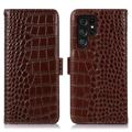 Crocodile Series Samsung Galaxy S23 Ultra 5G Wallet Leren Hoesje met RFID