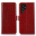 Crocodile Series Samsung Galaxy S23 Ultra 5G Wallet Leren Hoesje met RFID