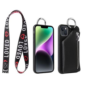 Strap Series iPhone 14 Plus Hoesje met Afneembare Portemonnee - Zwart