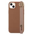 Candy Color iPhone 14 Plus TPU Hoesje met Draagriem - Coffee