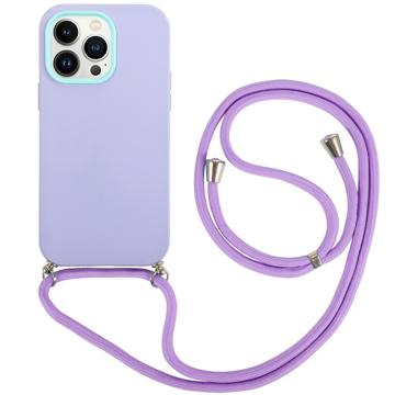 iPhone 14 Pro 360 Hybride Hoesje met Lanyard - Paars