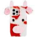 Fluffy Plush iPhone 14 Pro Hybrid Case - Rood Koe