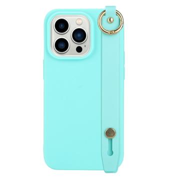 Candy Color iPhone 14 Pro Max TPU Hoesje met Draagriem - Baby Blauw