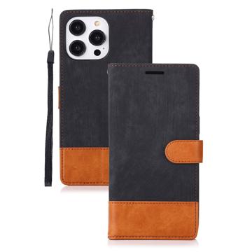 Two-Tone iPhone 14 Pro Portemonnee Hoesje - Zwart