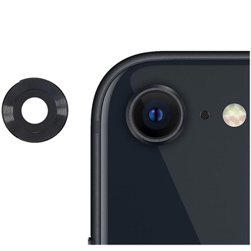 iPhone SE (2022)/SE (2020) Cameralens Beschermer Metaal & Gehard Glas - Zwart