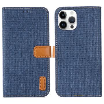 Jeans Series iPhone 14 Pro Max Portemonnee Hoesje - Donkerblauw