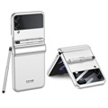 GKK Samsung Galaxy Z Flip3 5G Hybrid Case met Stylus Pen - Zilver