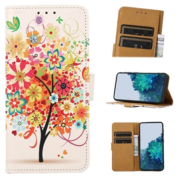 Glam Series Sony Xperia 5 IV Portemonnee Hoesje - Bloeiende Boom / Kleurrijk