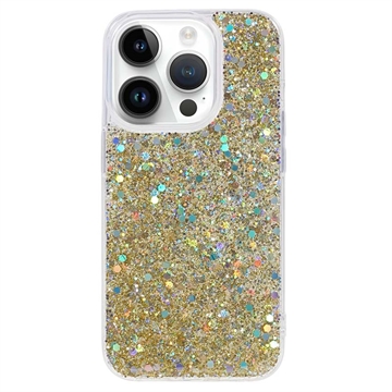 iPhone 15 Pro Max Glitter Flakes TPU Case - Gold